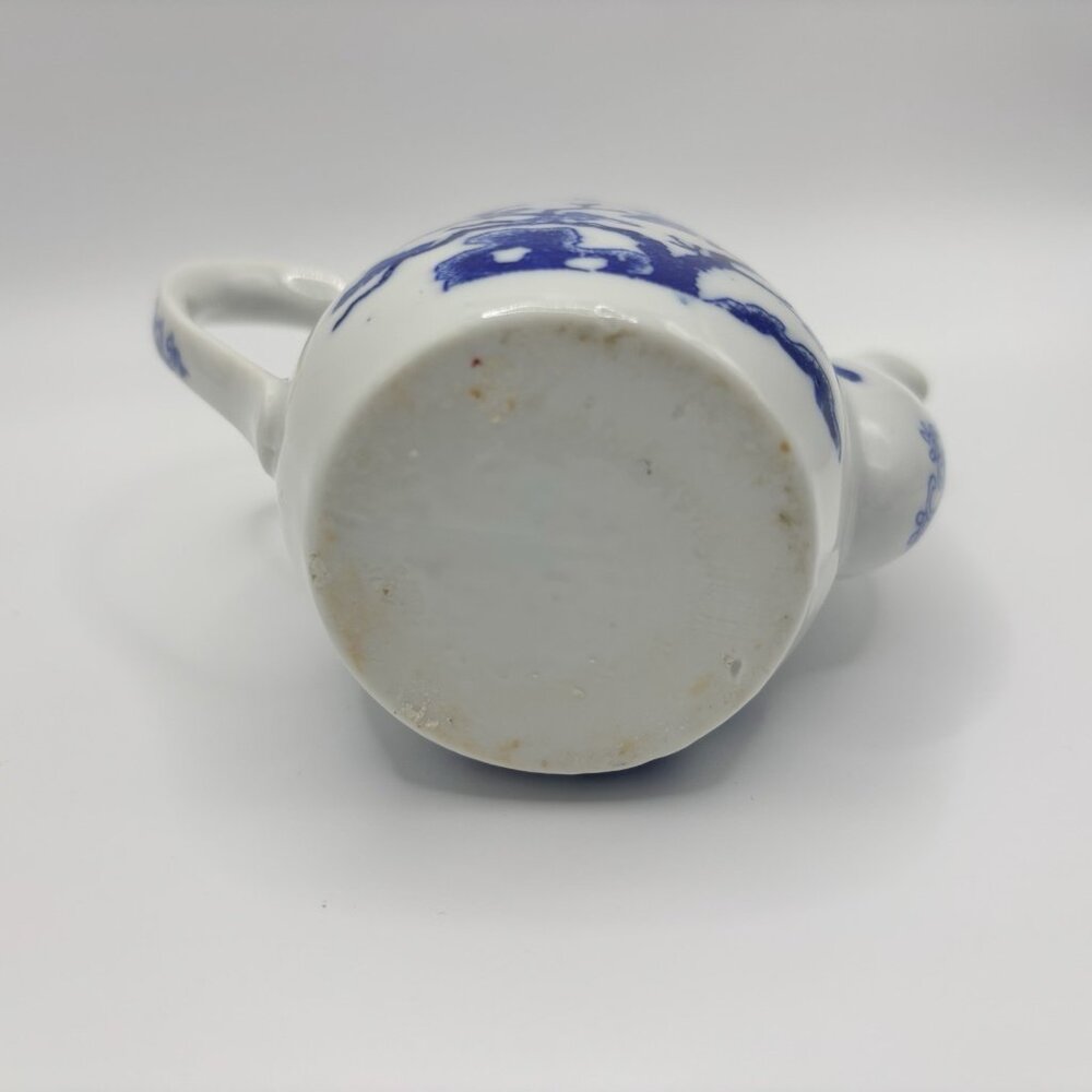 Vtg Miniature blue and white 8 PCs tea set Tea Pot Sugar Creamer Plate - Picture 4 of 8